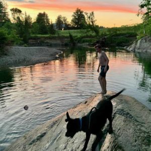 Sunset at the swimming hole 1824 House Inn + Barn